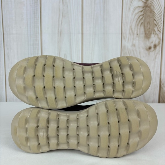 Skechers Ankle Boots Leather Lightweight Slip-On Comfy Booties Burgundy Size 10 - Picture 13 of 16